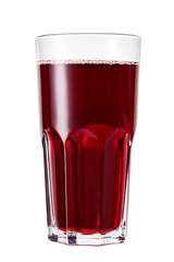 glass of cherry juice isolated on white