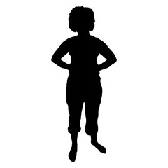 woman standing hands on waist silhouette on white background