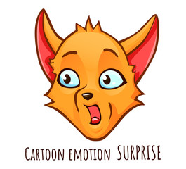 Cartoon emotion of fox - surprise