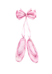 Ballet slippers.Watercolor illustration. © Lora