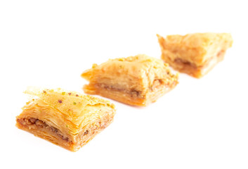 Classic Baklava on a White Background