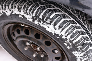 Winter tires with snow