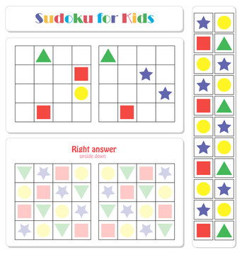 Sudoku for kids with colorful geometric figures