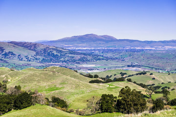 Mt Diablo and Livermore valley as seen from the Ohlone Wilderness trail, on the way to Mission Peak, Alameda County, east San Francisco bay area, California