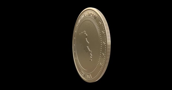 Golden coin with Armenia currency (armenian dram) symbol.