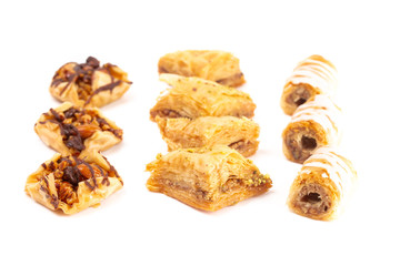 Classic Baklava on a White Background