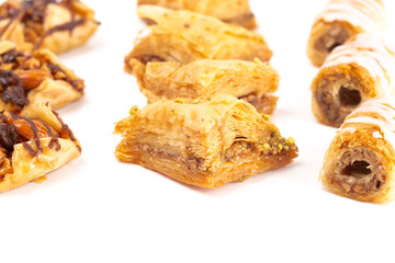 Classic Baklava on a White Background