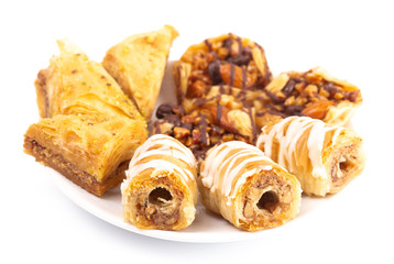 Classic Baklava on a White Background