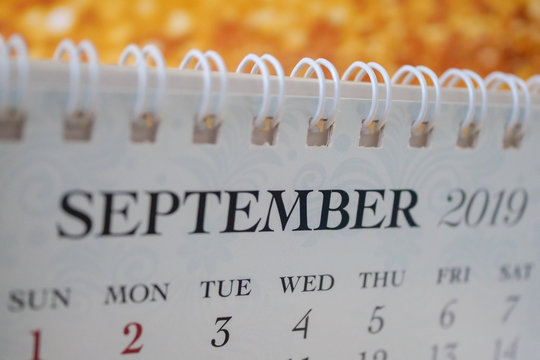 Close up calendar of September 2019