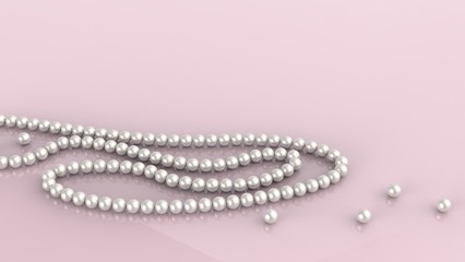 Pink delicate background with pearl beads 3d render