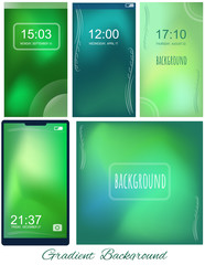 Set of Gradient green and blue mesh backgrounds for screen, presentation, wallpaper of mobile, web