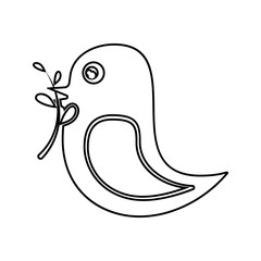 the bird holds a branch in its beak icon. Element of cyber security for mobile concept and web apps icon. Thin line icon for website design and development, app development