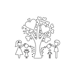 the family watered the tree of love icon. Element of cyber security for mobile concept and web apps icon. Thin line icon for website design and development, app development