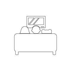 family watching TV on the couch icon. Element of cyber security for mobile concept and web apps icon. Thin line icon for website design and development, app development