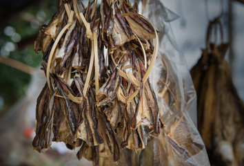 Dried fish on sale In the waterfront market