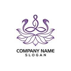 Cobra and Lotus for yoga or healthy logo icon  graphic resource