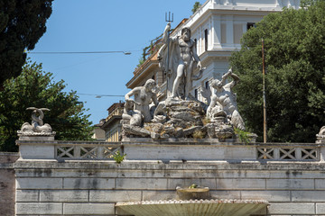 Obraz premium Amazing view to Fountain of Neptune at Piazza del Popolo in city of Rome, Italy