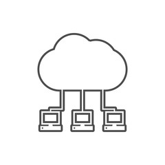 communication of computers with the cloud icon. Element of web for mobile concept and web apps icon. Thin line icon for website design and development, app development