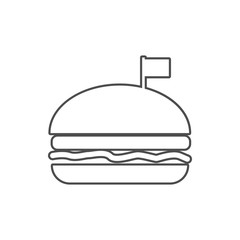 a hamburger with a flag icon. Element of web for mobile concept and web apps icon. Thin line icon for website design and development, app development