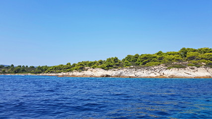 Seascape sea and blue sky.Sunny summer day.  