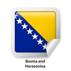 Flag of Bosnia and Herzegovina. Round glossy sticker