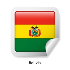 Flag of Bolivia. Round glossy sticker