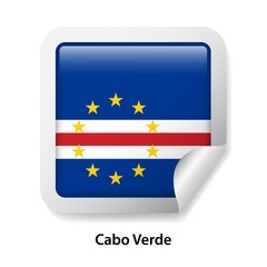 Flag of Cabo Verde. Round glossy sticker