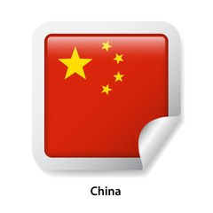 Flag of China. Round glossy sticker