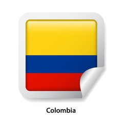 Flag of Colombia. Round glossy sticker