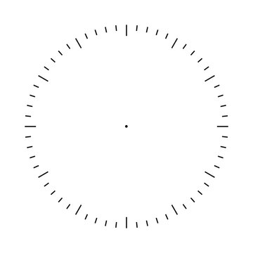 Clock face blank template. Hours and seconds division marks