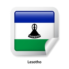 Flag of Lesotho. Round glossy sticker
