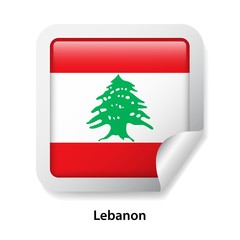 Flag of Lebanon. Round glossy sticker