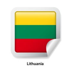 Flag of Lithuania. Round glossy sticker