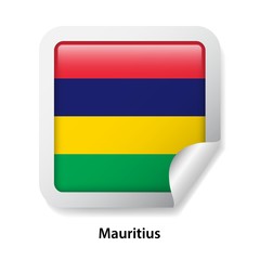 Flag of Mauritius. Round glossy sticker