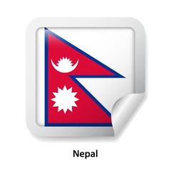 Flag of Nepal. Round glossy sticker