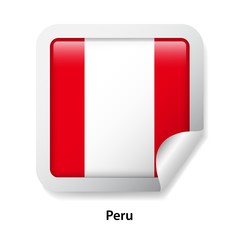 Flag of Peru. Round glossy sticker