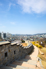 Suwon Hwaseong Fortress is a fortress wall during the Joseon Dynasty and is a World Heritage Site owned by Korea.