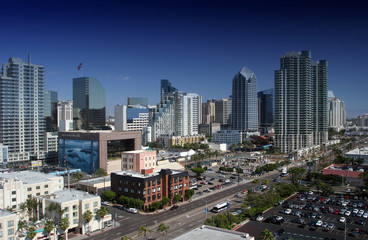 Cityscape view of downtown San Diego California. 