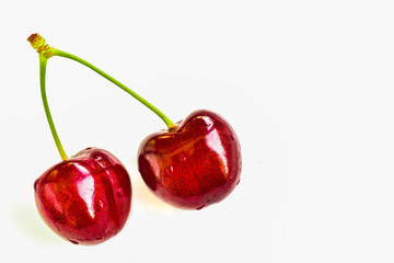 Cherry with water drops