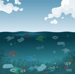 Fototapeta na wymiar An marine pollution background