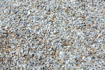 The texture of the surface studded with small pebbles is a closeup of mulching with pebbles.