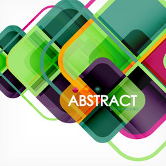 Colorful round squares modern geometric background