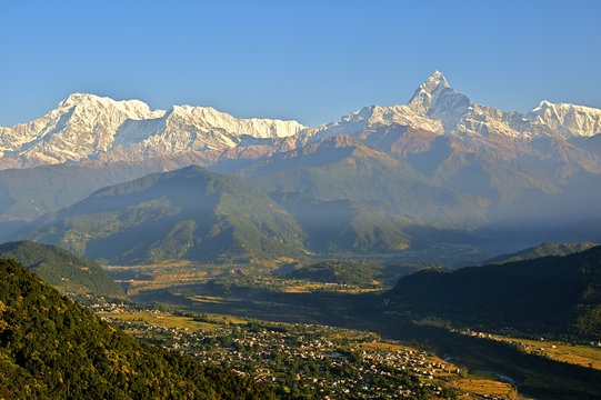 Machapuchare sunrise view. - Sarangkot, Pokhara, Nepal.