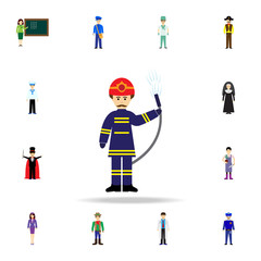 firefighter cartoon icon. Detailed set of color profession icons. Premium graphic design. One of the collection icons for websites, web design, mobile app