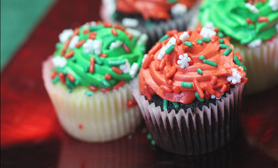 Holiday cupcakes closeup
