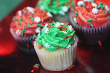 Holiday cupcakes closeup