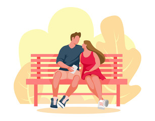 Man and girl sitting on a bench