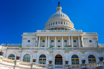 US Capitol over blue sky