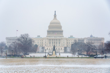 Winter Washington DC: US Capitol at snowy day
