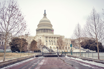 Winter Washington DC: US Capitol at winter day